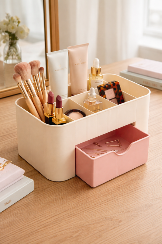 Premium Makeup Organizer with Drawer (Multi-Compartment Cosmetic Storage Box)